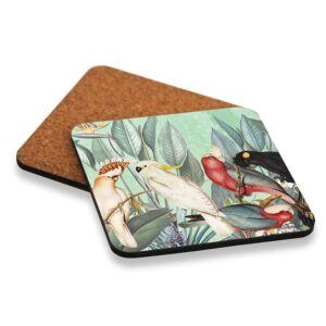 Kitchen Cork Backed Placemats AND Coasters Parrots Birds Set 6
