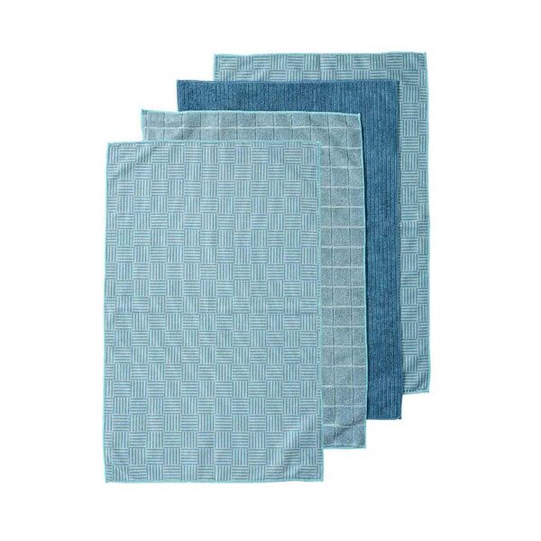Ladelle Microfibre Kitchen Tea Towels Teal Dish Cloths Set 4