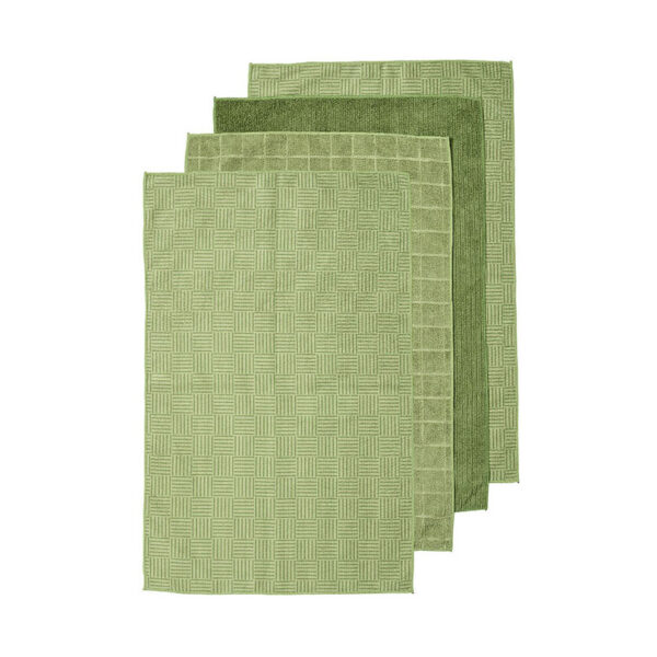 Ladelle Microfibre Kitchen Tea Towels Olive Green Dish Cloths Set 4