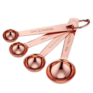 Kitchen Copper Set of 4 Metal Measuring Spoons