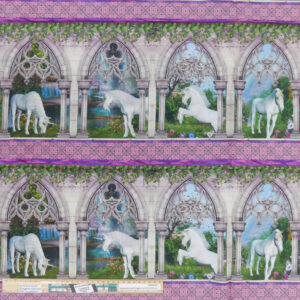Patchwork Quilting Sewing Fabric Unicorns Border Panel 92x110cm