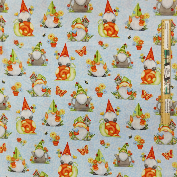 Quilting Patchwork Sewing Fabric Gnomes on Blue 50x55cm FQ