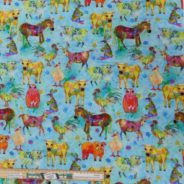 Quilting Patchwork Sewing Fabric Living Farm Painted 50x55cm FQ