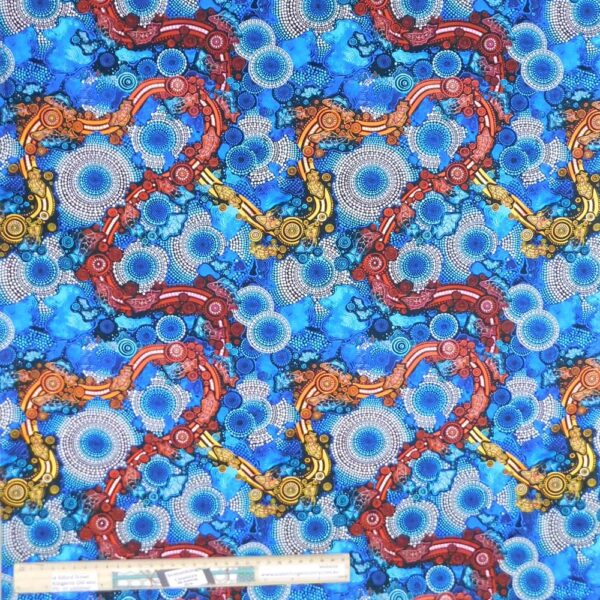 Quilting Patchwork Sewing Fabric Spirit of the Bush Blue 50x55cm FQ