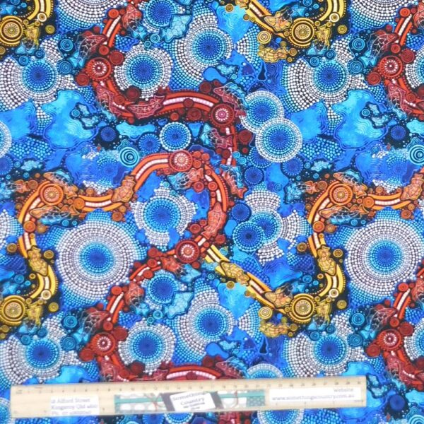 Quilting Patchwork Sewing Fabric Spirit of the Bush Blue 50x55cm FQ