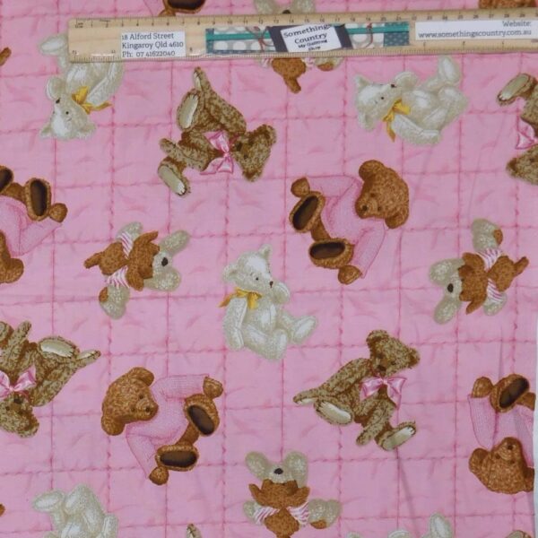 Quilting Patchwork Sewing Fabric Teddy Bears Pink 50x55cm FQ
