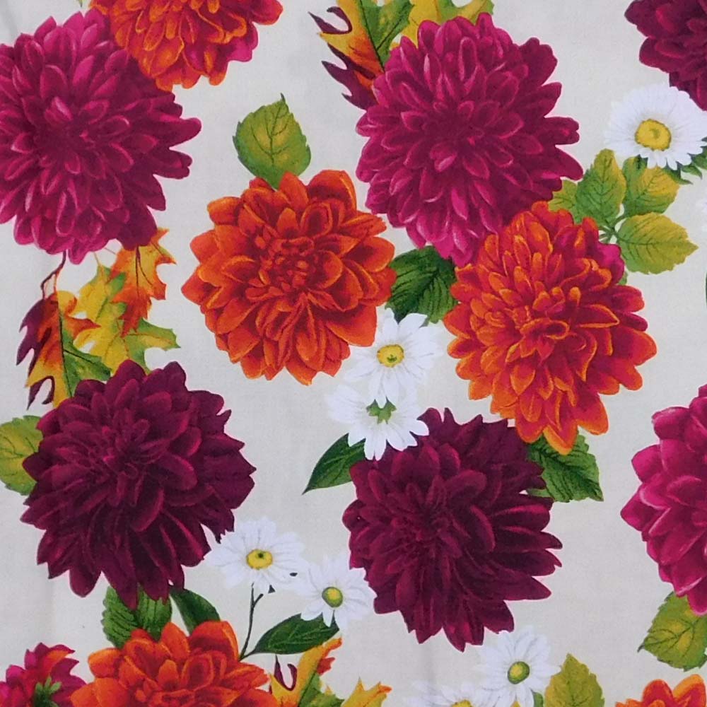 Quilting Patchwork Sewing Fabric BLUE FLORAL DAHLIA Material 50x55cm FQ New 