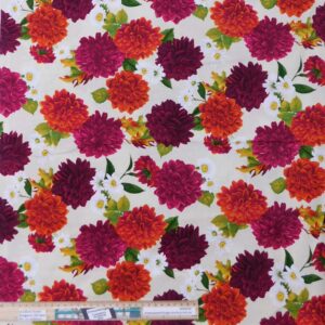 Quilting Patchwork Sewing Fabric Dahlia Flowers 50x55cm FQ