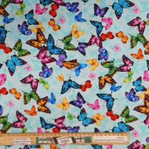 Quilting Patchwork Sewing Fabric Bright Blue Butterflies 50x55cm FQ