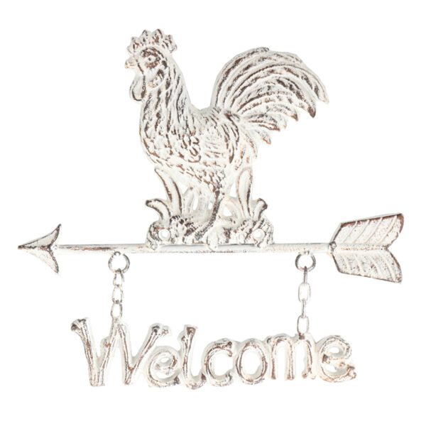 French Country Wall Art Whitewash Chicken Hanger Wrought Iron