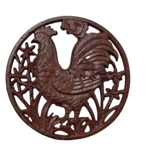 French Country Rustic Metal Chook Trivet Cast Iron