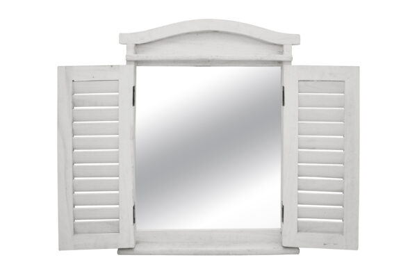Country Farmhouse Shutter Door Wall Mirror Cabinet