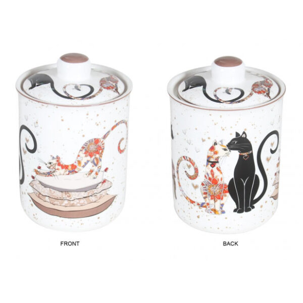 Elegant Kitchen Dining Embossed Cat Couple Canister