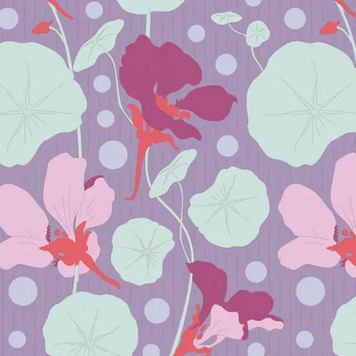 Quilting Patchwork Fabric TILDA Gardenlife Nasturtium Lilac 50x55cm FQ