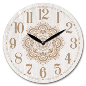 Clock Wall Hanging French Country Gold Mandala White 29cm