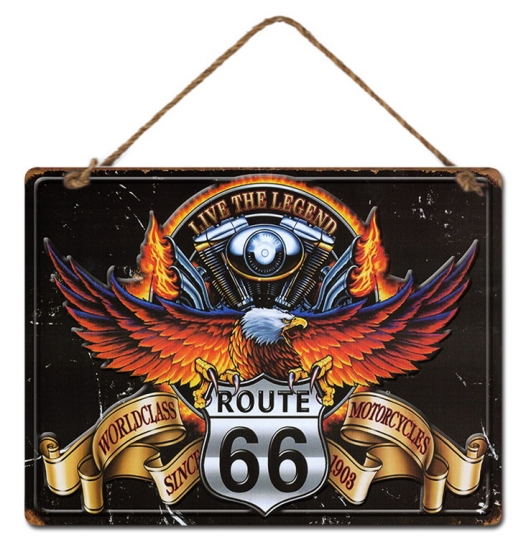 Country Metal Tin Sign Wall Art Route 66 Eagle Wall Hanging