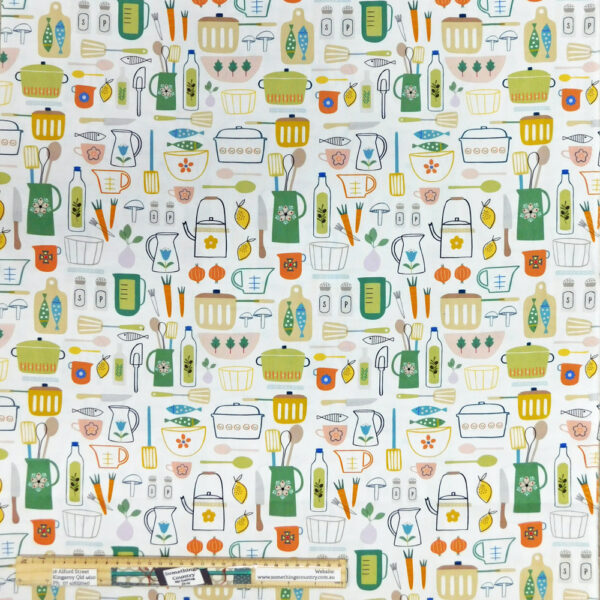 Quilting Patchwork Fabric Kitchen Cooking Allover 50x55cm FQ