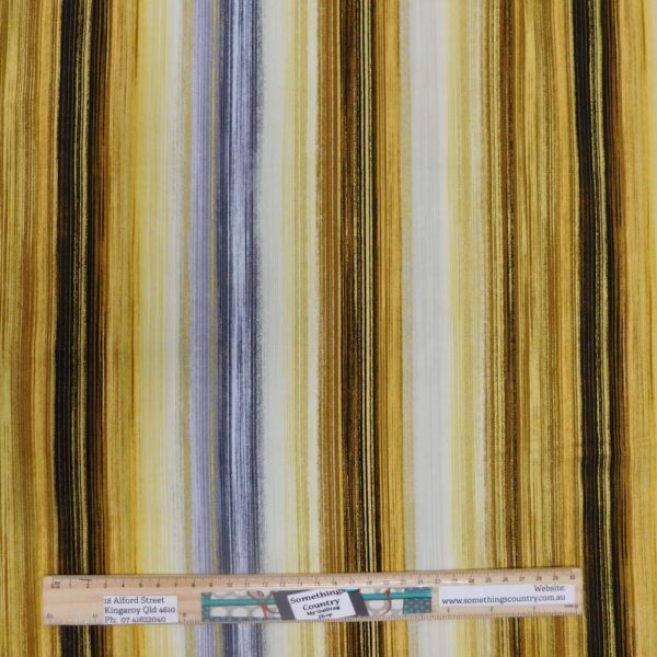 Quilting Patchwork Fabric Gold Grey Stripes Allover 50x55cm FQ