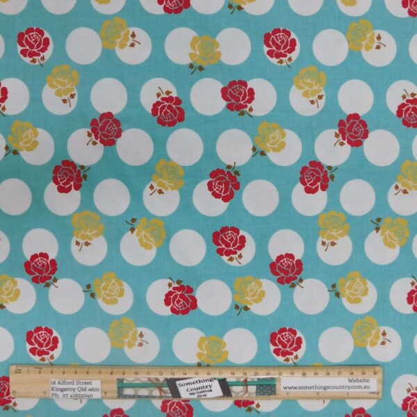 Quilting Patchwork Fabric Blue Spot Roses Allover 50x55cm FQ
