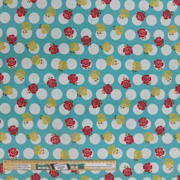 Quilting Patchwork Fabric Blue Spot Roses Allover 50x55cm FQ