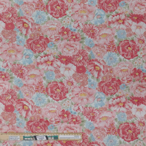 Quilting Patchwork Fabric Sanctuary Pink Floral Allover 50x55cm FQ
