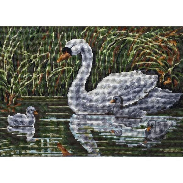 Gobelin Printed Tapestry Needlepoint Swan 30x40cm Canvas
