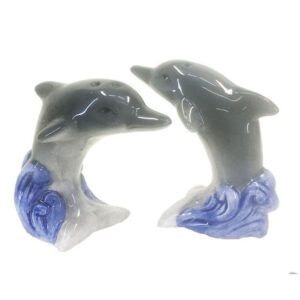 Collectable Novelty Kitchen Dolphin on Waves Salt and Pepper Set