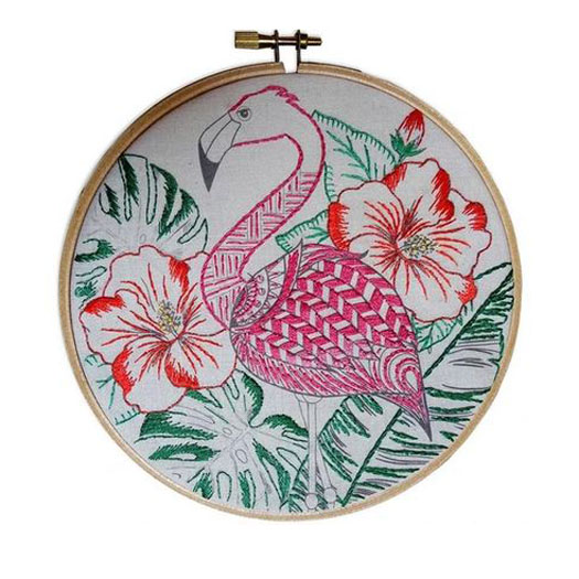 Make It Printed Embroidery Flamingo Art Hand Stitching