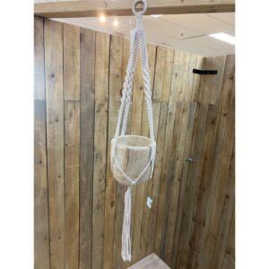 French Country Macrame Pot Plant Hanger with Wooden Pot H