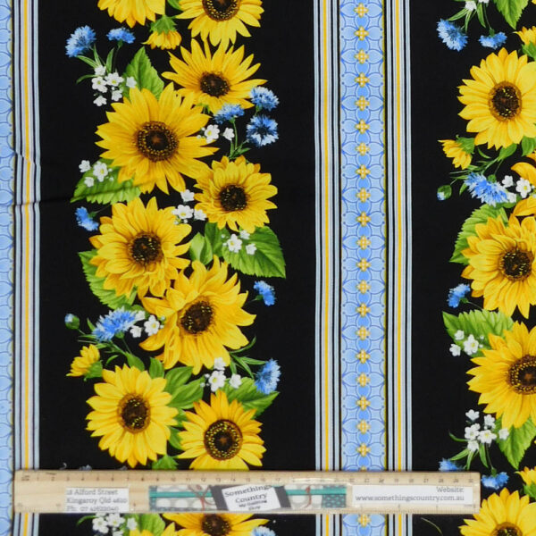 Quilting Patchwork Sewing Fabric Sunflower Garden Border 50x55cm FQ