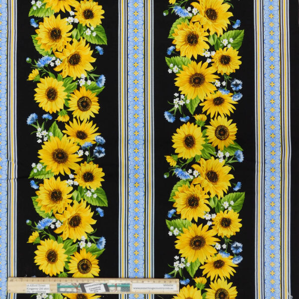 Quilting Patchwork Sewing Fabric Sunflower Garden Border 50x55cm FQ