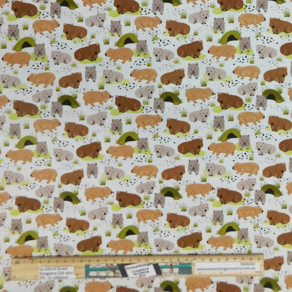 Quilting Patchwork Sewing Fabric Roaming Mallee Wombats 50x55cm FQ