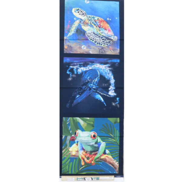 Patchwork Quilting Turtle Whale Frog Panel 40x110cm Fabric