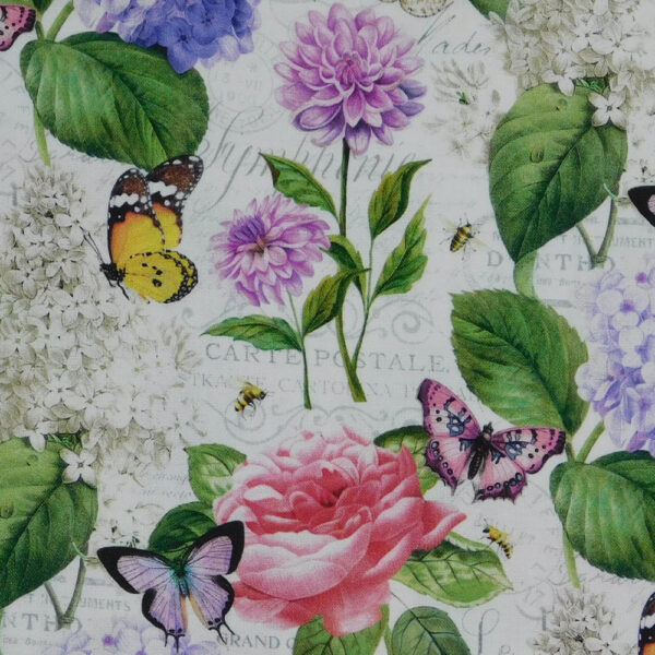 Quilting Patchwork Sewing Fabric Floral Butterfly Allover 50x55cm FQ
