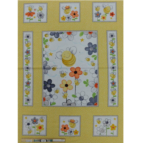 Patchwork Quilting Sweet Bees Nursery Panel 90x110cm Fabric