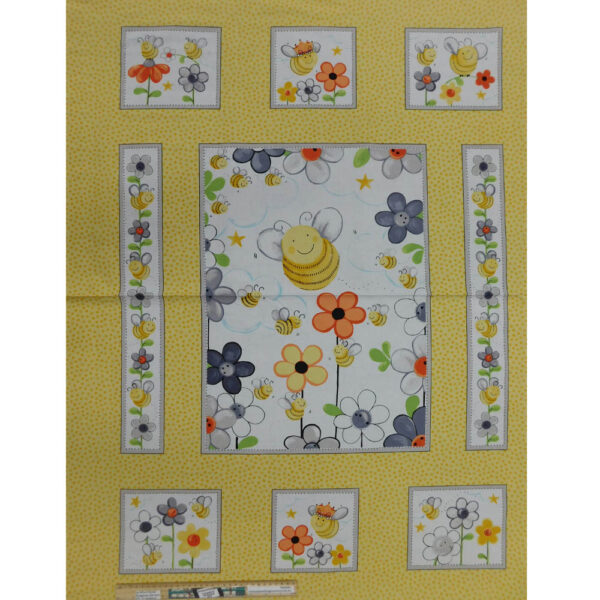 Patchwork Quilting Sweet Bees Nursery Panel 90x110cm Fabric