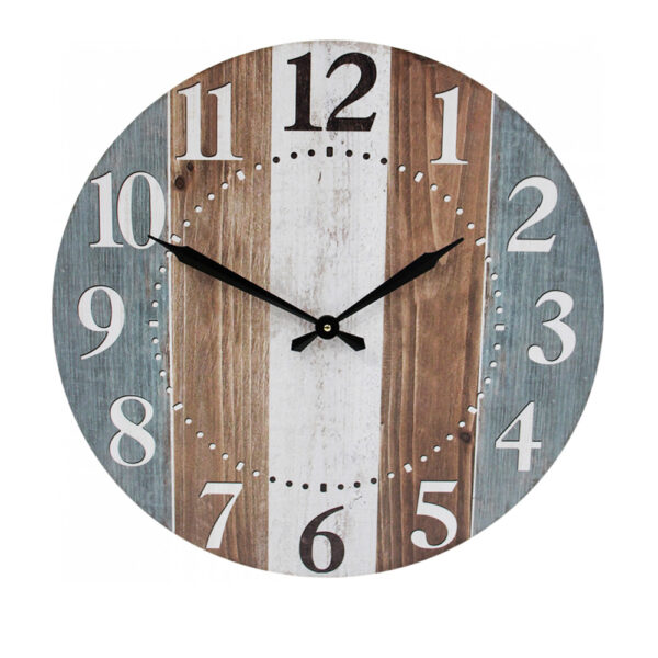 Clocks Wall Hanging Blue Brown White Boards Large 58cm