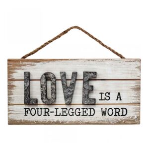 Country Rustic Wooden Sign Hanging Love 4 Legged Word