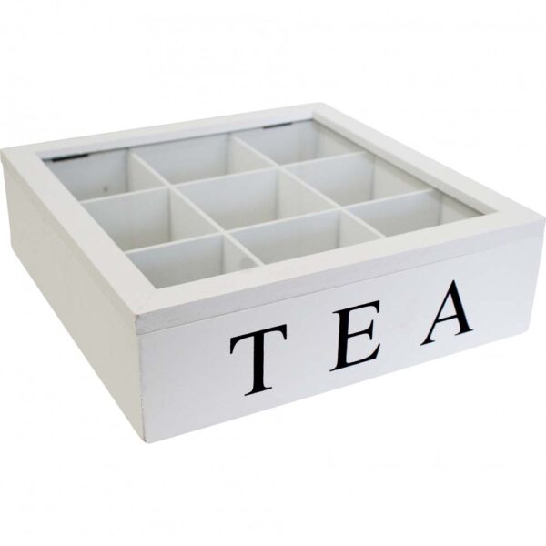 French Country Tea Bag Box Large White Square Teabag Holder