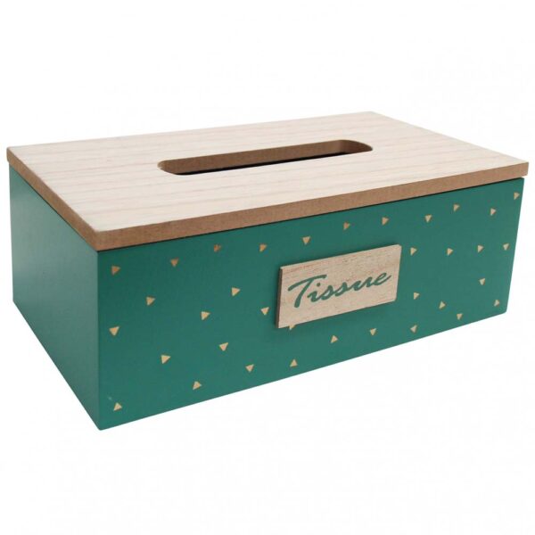 French Country Tissue Box Rectangle Indie Green Holder