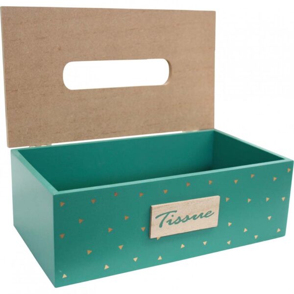 French Country Tissue Box Rectangle Indie Green Holder