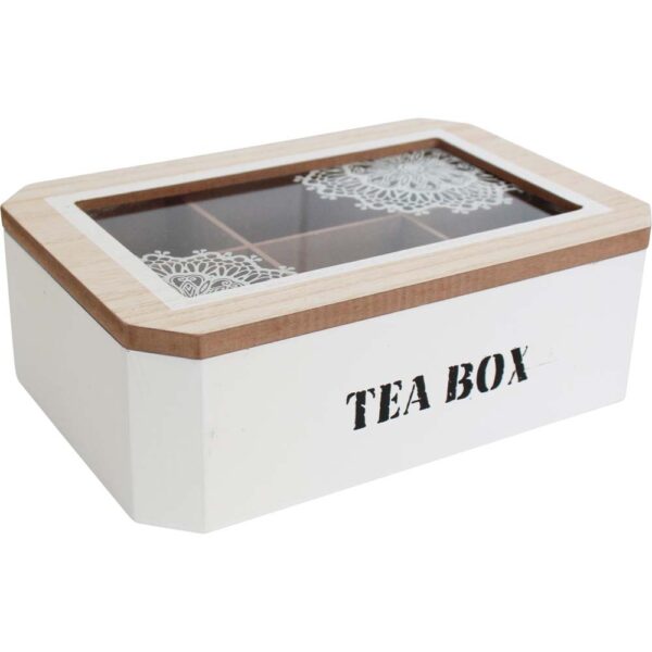 French Country Tea Bag Box Rectangle White Mandala Teabag Holder