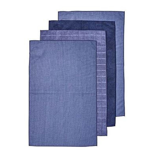 Ladelle Microfibre Kitchen Tea Towels Blue Dish Cloths Set 4