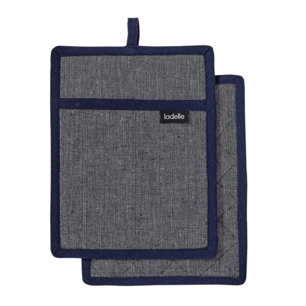 Ladelle Eco Recycled Navy Pot Holders Set of 2 for Hot Oven