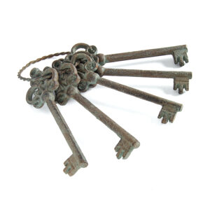 French Country Vintage Inspired Metal Set of Keys on Ring