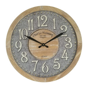 Clock French Country Wall 60cm Chef Le Normand Wood Metal Large