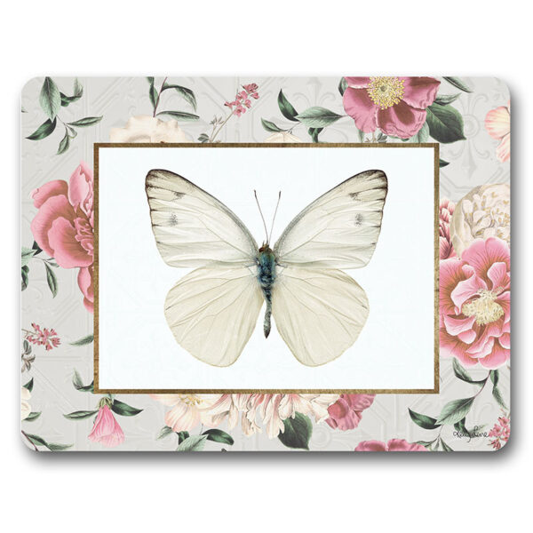 Kitchen Cork Backed Placemats AND Coasters Vintage Floral Butterfly Set 6