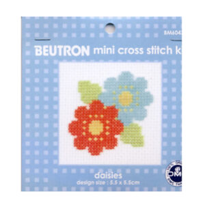 BEUTRON Cross Stitch Kit For Beginner Daisies 6x6cm