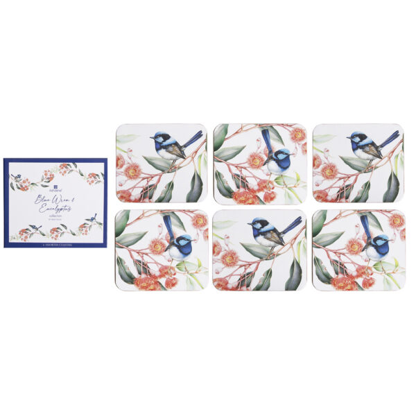Ashdene Kitchen Cork Backed Placemats & Coasters Blue Wren Set 6