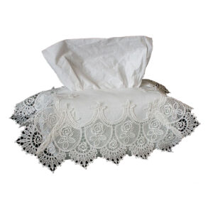 French Country Ivory Camelot Lace White Tissue Box Cover